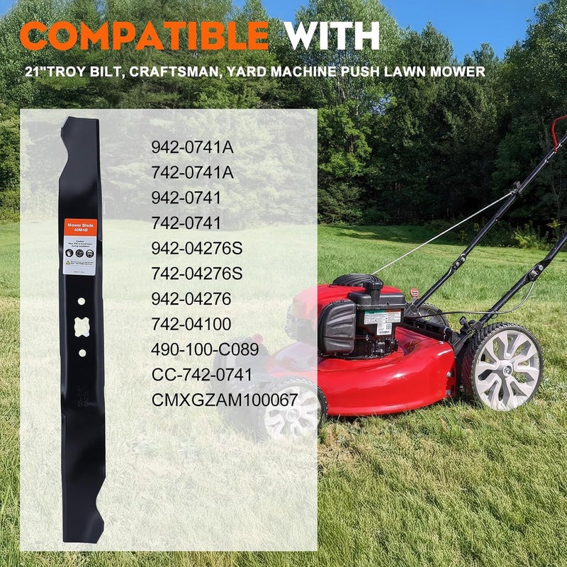 Hipa 942-0741A Mulching Blade for Troy Bilt 21 inch Lawn Mower, TB110 TB240 TB230 TB130 Lawn Tractor,Craftsman Yard Machine MTD Murray 21 inch Deck Riding Mower (After 1995) - Image 1